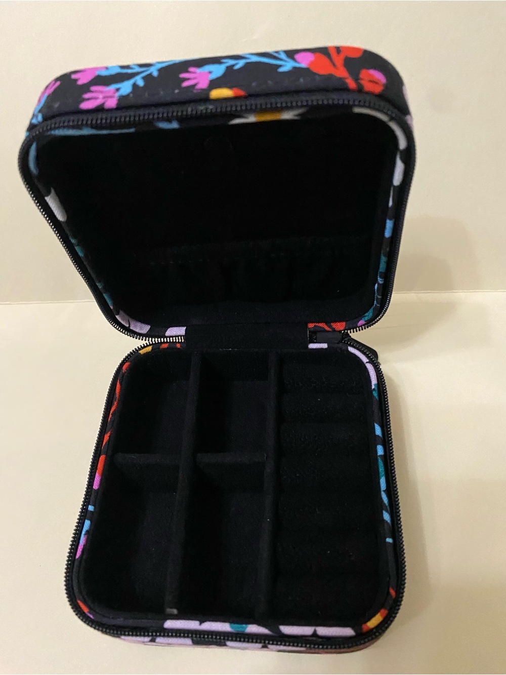 Kate Spade travel organizer Black with Floral Pink, Teal & Yellow Accents - Picture 9 of 9